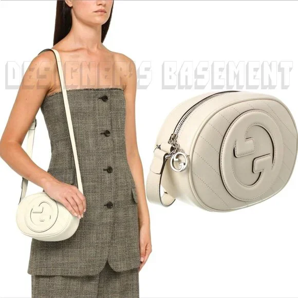 GUCCI mystic white BLONDIE MINI Matelasse Leather Oval Interlocking GG charm Bag - Picture 1 of 10
